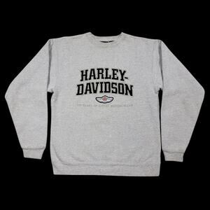 Vtg 2003 Harley Davidson Motorcycles Embroidered 100 Year Sweatshirt Small Gray